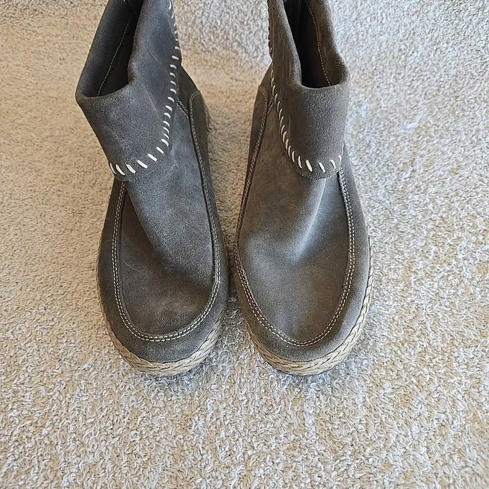 UGG‎ Varney Women's Flat Ankle Boots Rear Zip Booties Slate Gray Suede Sz 8.5